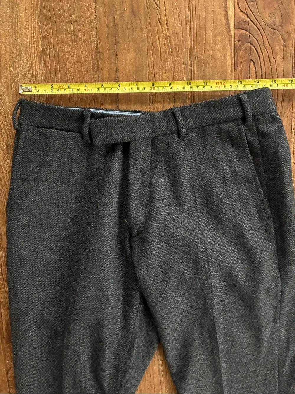 Taylor Stitch Telegraph Trouser in Charcoal Wool Herringbone size 29x32Huckberry